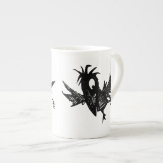 Taza De Porcelana Cuervo divertido del negro del dibujo animado