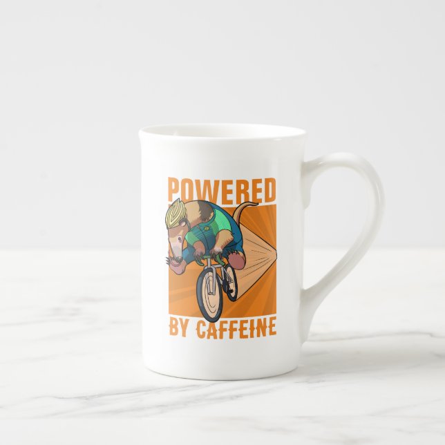 Taza De Porcelana Curiosa Anteatra Impulsada Por Caffeine Cyclist Pe (Derecha)