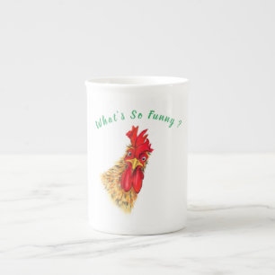 Taza De Porcelana Curioso Rooster Curioso Sorprendido - Texto Person