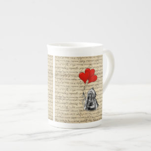 Taza De Porcelana Curiosos globos de corazón y jefe indio