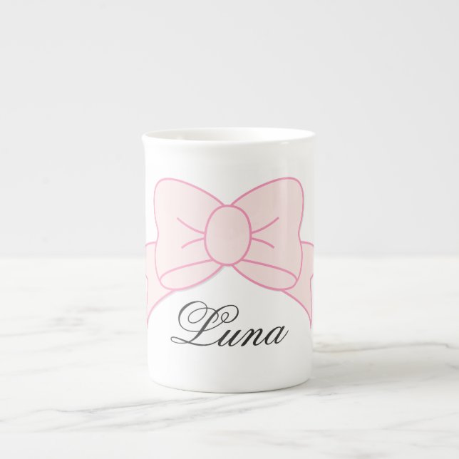 Taza De Porcelana Custom Cute Pink Bow Girl Kids (Frente)