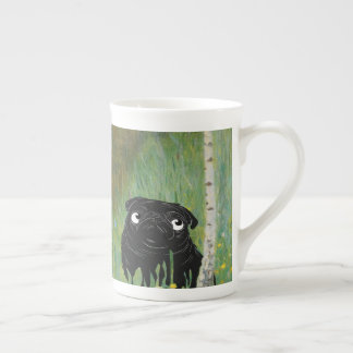 Taza De Porcelana Cute Dog Pug Gustav Klimt Forest