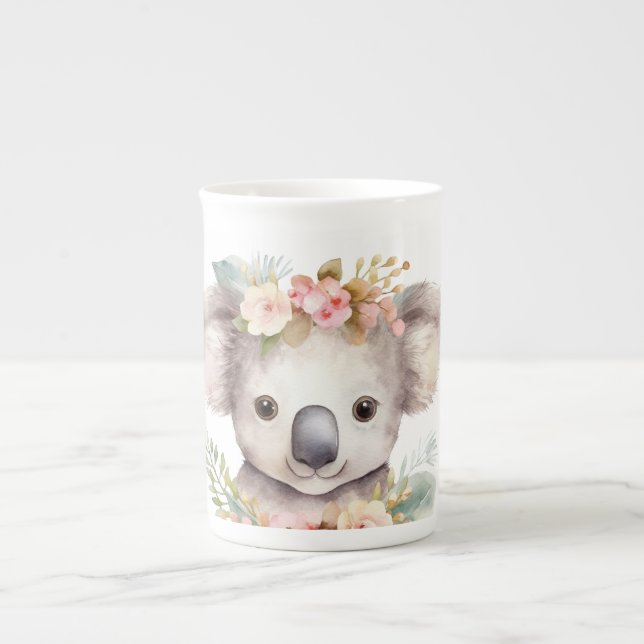 Taza De Porcelana Cute Floral Koala Bear  (Frente)