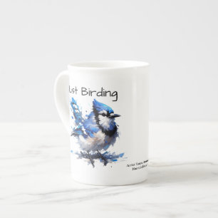 Taza De Porcelana Cute Just Birding Blue Jay