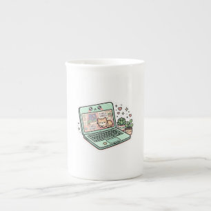Taza De Porcelana Cute Kawaii Chill Vibes Sticker para Portátil Gato