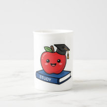 Cute Kawaii Manzana Roja con Gorro de Graduación I