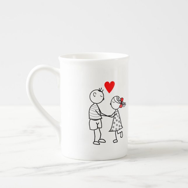 Taza De Porcelana Cute Pareja Mug - Personalizable (Izquierda)