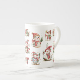 Taza De Porcelana Cute snowmen with wooly hats