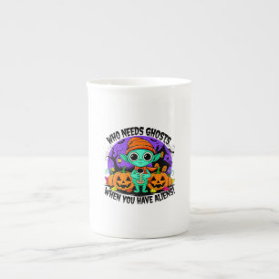 Taza De Porcelana Cuto Halloween Alien diseño para diversión espeluz