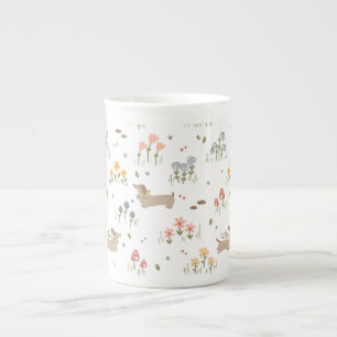 Taza De Porcelana Dachshund Lover Weiner Dog Sausage Dog Wildflower
