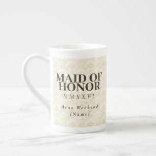 Taza De Porcelana Dama de Honor Art Deco Ornamental – Marfil