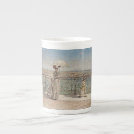 Taza De Porcelana Dama y Chicas en el puente Ponte Nuovo en Verona