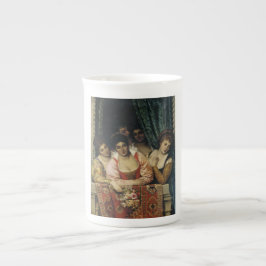 Taza De Porcelana Damas en un balcón durante el renacimiento italian