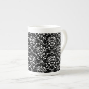 Taza De Porcelana Damasco blanco y negro