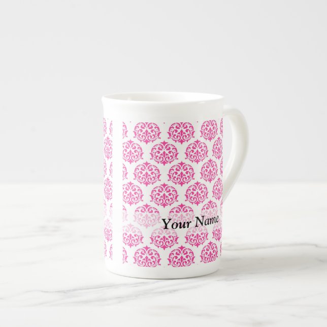 Taza De Porcelana Damasco rosa caliente (Derecha)
