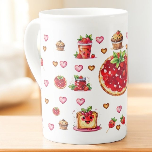 Taza De Porcelana 💗 de fresa fina 🍓 🥨 (Subido por el creador)