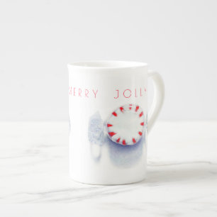 Taza de porcelana de hueso CARAMELO DE MENTA FELIZ