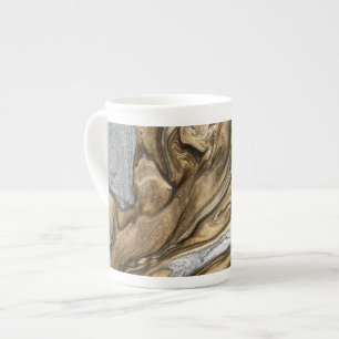 taza de porcelana de hueso de colores marrón líqui
