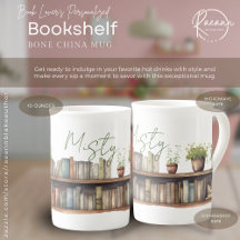 Taza de porcelana de hueso de estantería personali