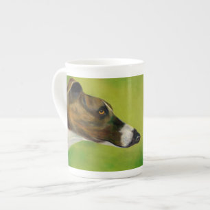 Taza de porcelana de hueso de galgo atigrado gris