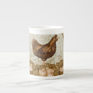 Taza de porcelana de hueso de granja de pollos