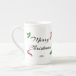 Taza de porcelana de hueso Deseos de Navidad