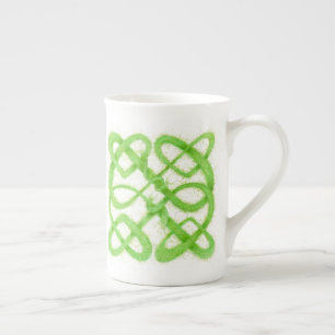 Taza de porcelana de hueso GREEN CELTIC KNOT
