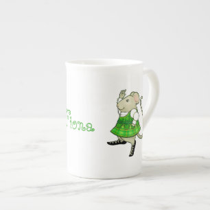 Taza de porcelana de hueso IRISH JIG MOUSE + Texto