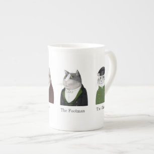 Taza de porcelana de hueso MEN CATS + Texto