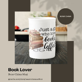Taza de porcelana de hueso para amante de los libr