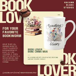 Taza de porcelana de hueso para amantes de los lib