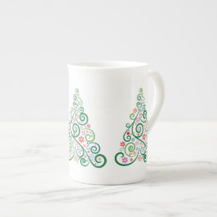 Taza de porcelana de hueso personalizada árbol de