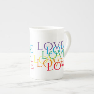 Taza de porcelana de hueso RAINBOW LOVE