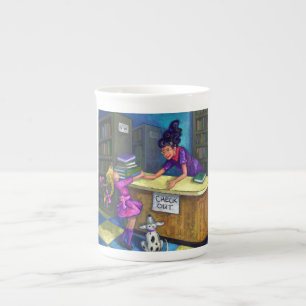 Taza De Porcelana De la biblioteca del control ilustraciones hacia