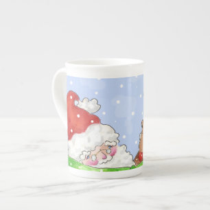 taza de porcelana de Santa y Rudolf