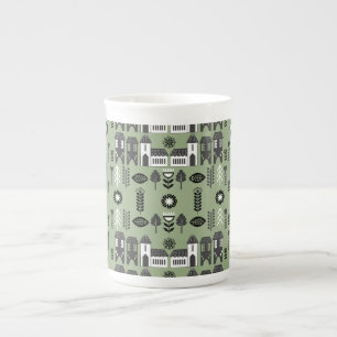 Taza De Porcelana Decoración de Hogar Escandinavo Verde Salvia