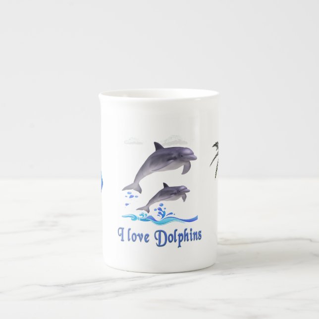 Taza De Porcelana Delfines (Frente)