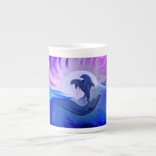 Taza De Porcelana Delfines en la luna