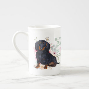 Taza De Porcelana Delicada Bone China DACHSHUND Mami cumpleaños Mug
