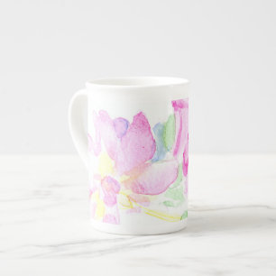 Taza De Porcelana Delicadas rosas rosas rosas óseas China Mug