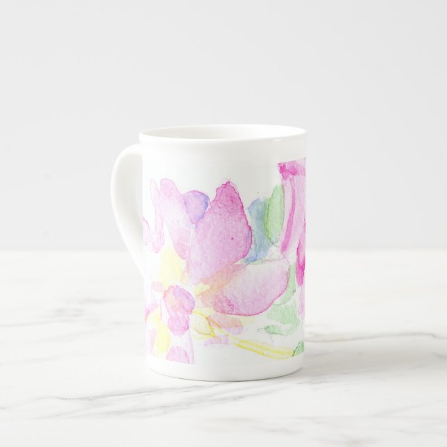 Taza De Porcelana Delicadas rosas rosas rosas óseas China Mug (Izquierda)