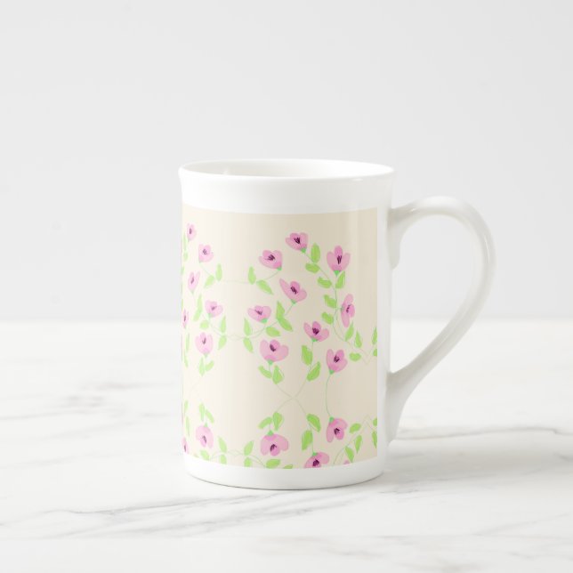 Taza De Porcelana Delicado Patrón Floral Con Rosa (Derecha)