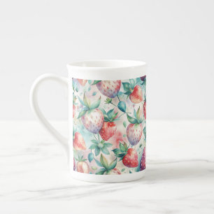 Taza De Porcelana Delicious Watercolor Strawberries
