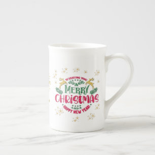 Taza De Porcelana Deseándole una Feliz Navidad y un Feliz Año Nuevo