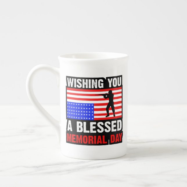 Taza De Porcelana Deseándote Un Bendito Día De Conmemoración-62237 (Izquierda)