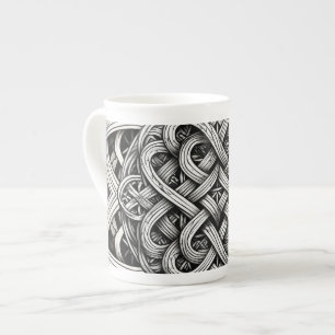 Taza De Porcelana Detaillierte Schwarz-Weißer keltischer Knoten 0001