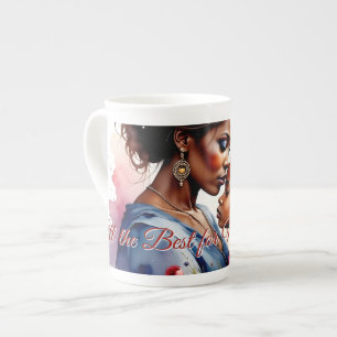 Taza De Porcelana Día de la Madre Arte de Amor Acuarela Africana