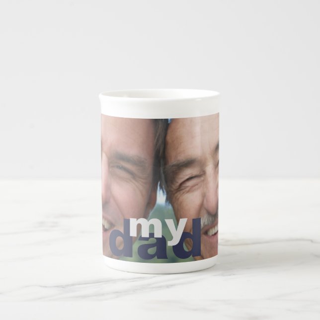 Taza De Porcelana Día del padre foto de mi papá (Frente)
