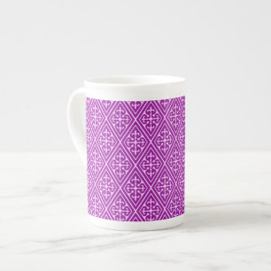 Taza De Porcelana Diamantes de Damasco medievales, púrpura amatista