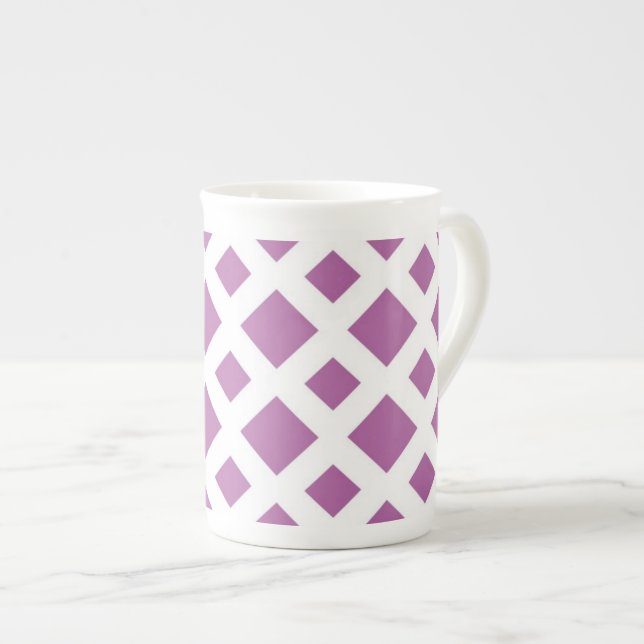Taza De Porcelana Diamantes de lavanda en blanco (Derecha)